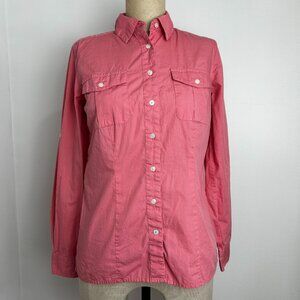 Tommy Hilfiger Button Down Shirt Pink Roll Tab Sleeve 100% Cotton